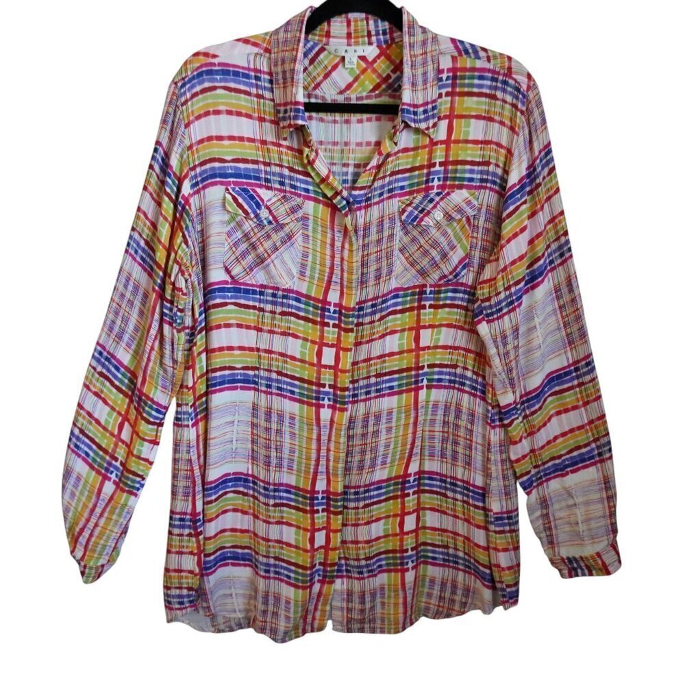 CAbi Multicolor Plaid Button Down Collar Long Sleeve Shirt